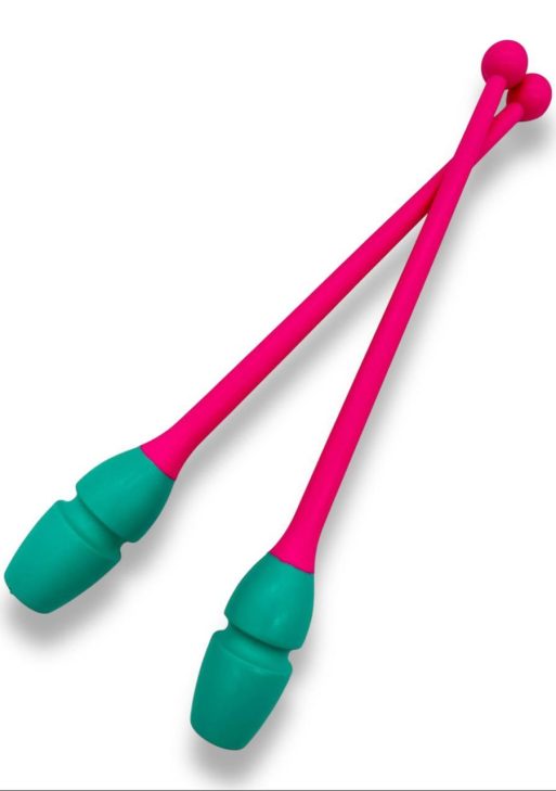 Булави для художньої гімнастики Pastorelli Masha 41 см col. Fluo Pink x Tiffany FIG