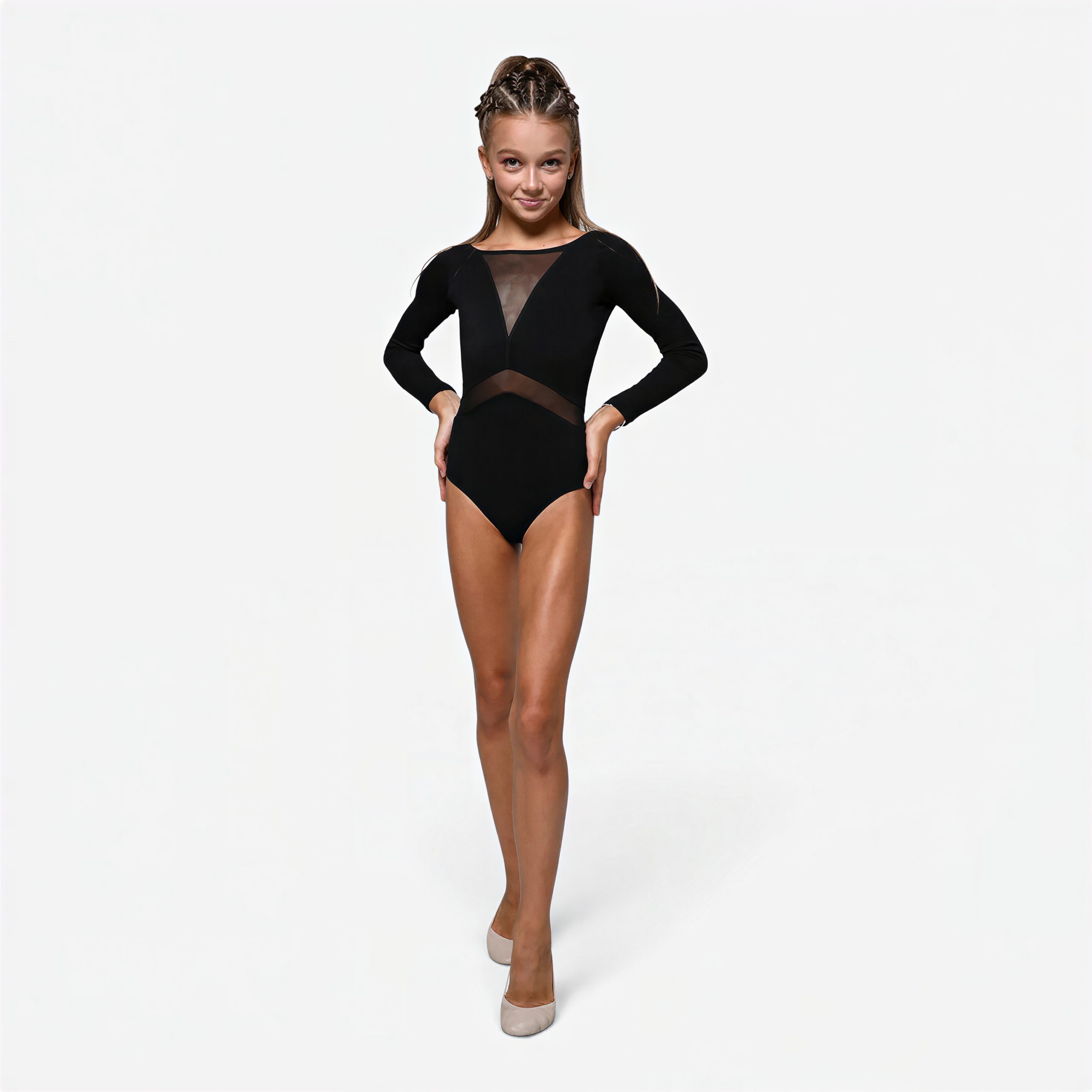 Купальник гимнастический для тренировок LIDER Perfect Body с длинным рукавом
