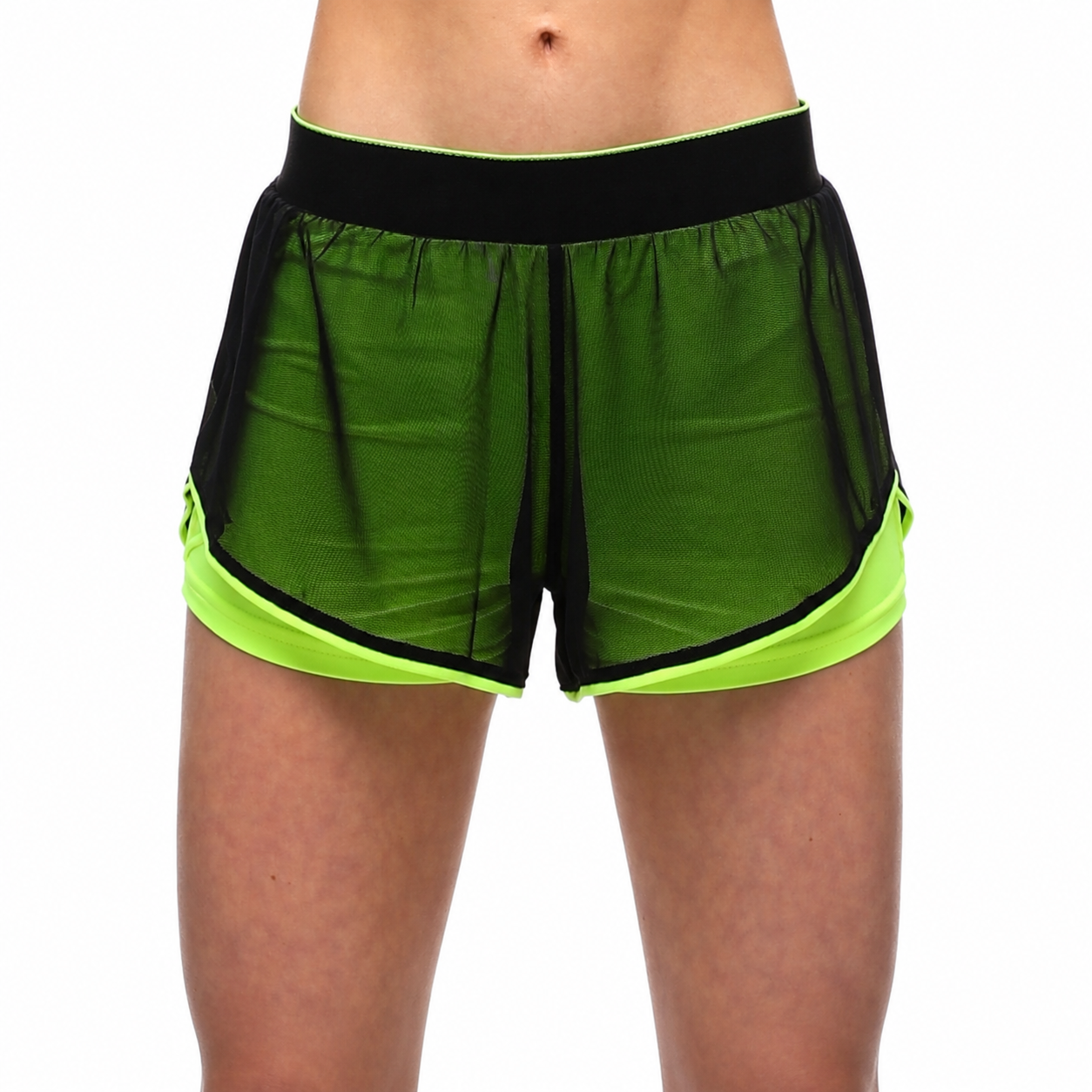 LIDER Lime Double Athletic Gymnastics Shorts