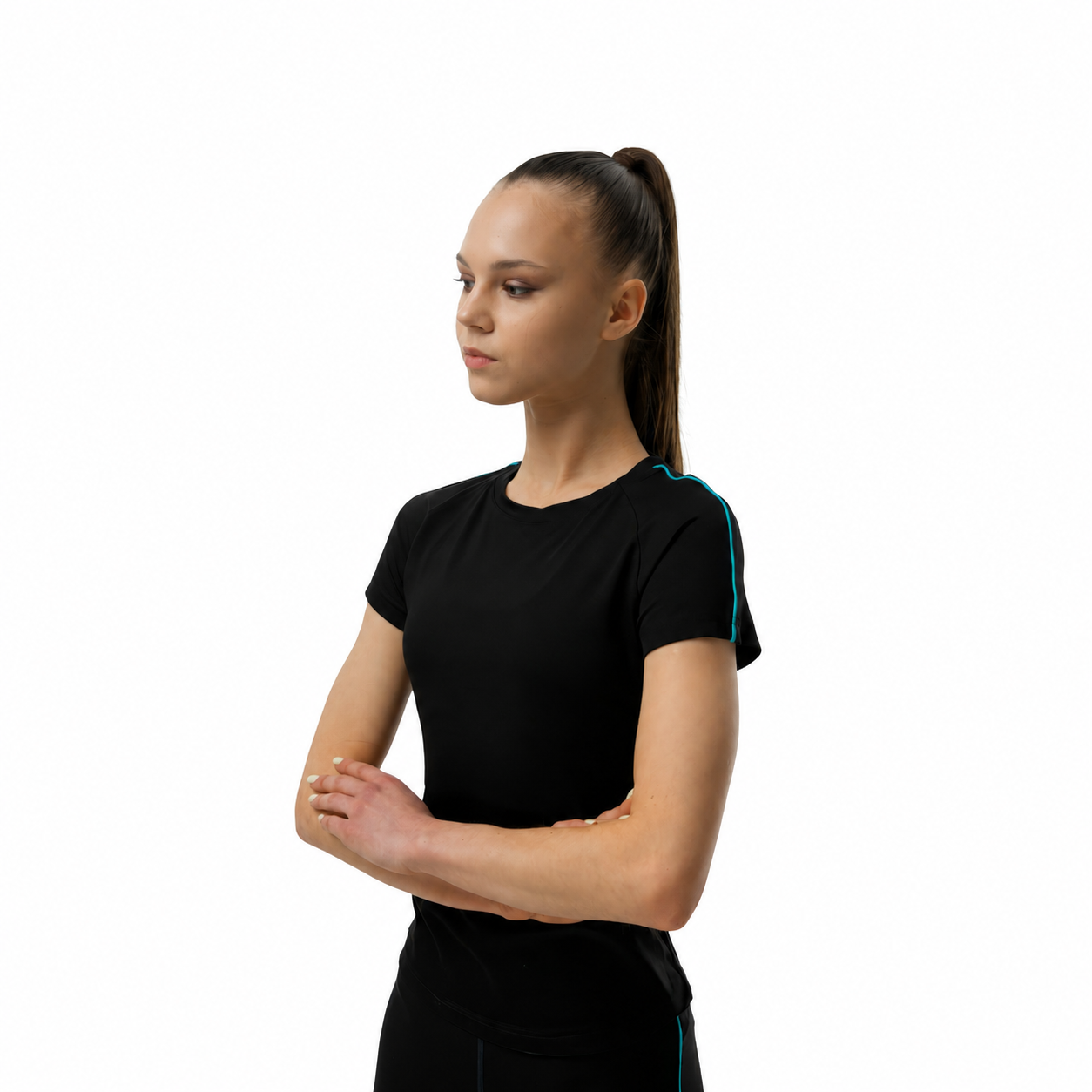 LIDER Smile Artistic Gymnastics T-Shirt Black with Crystal Trim