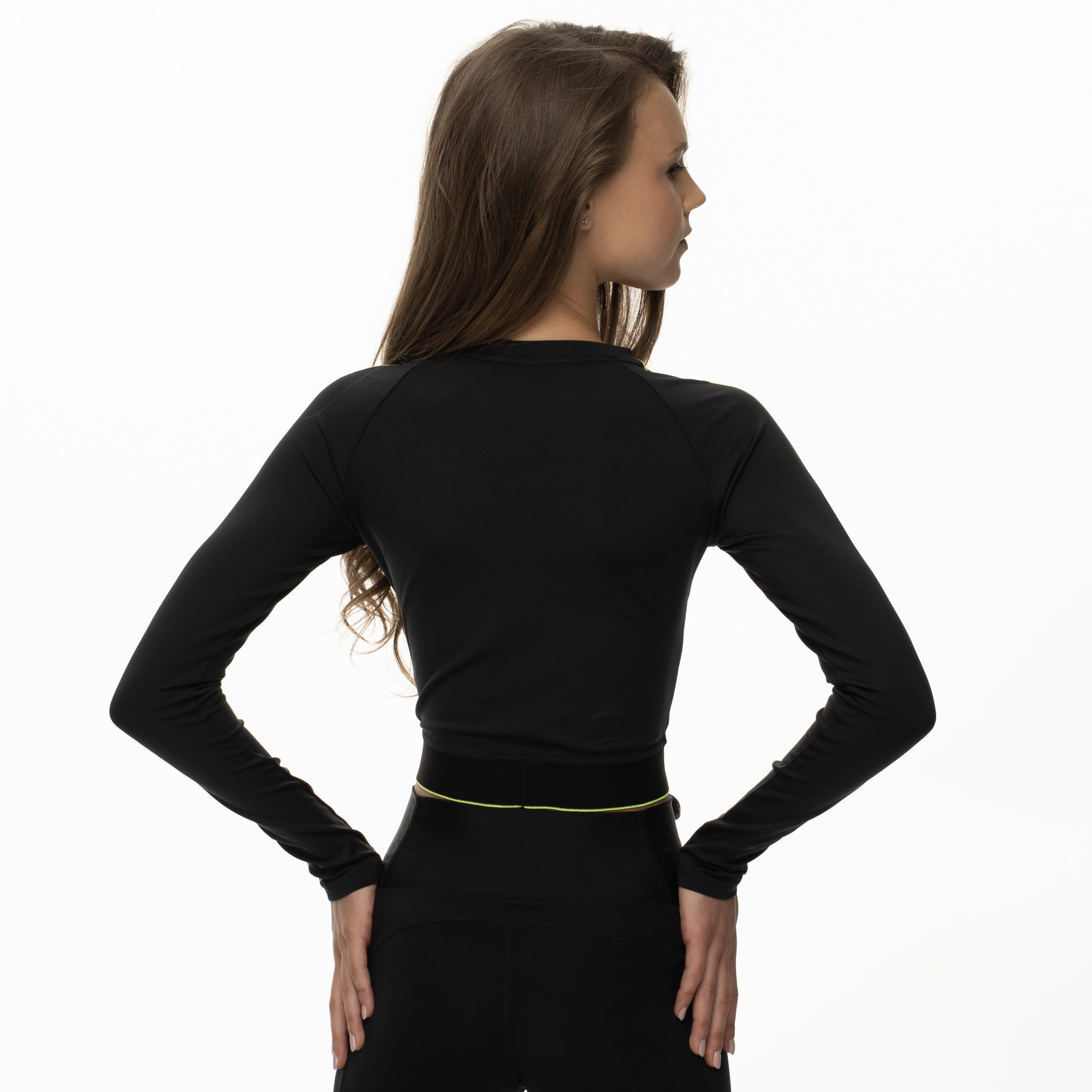LIDER Long Sleeve Crop Top for Artistic Gymnastics Lime