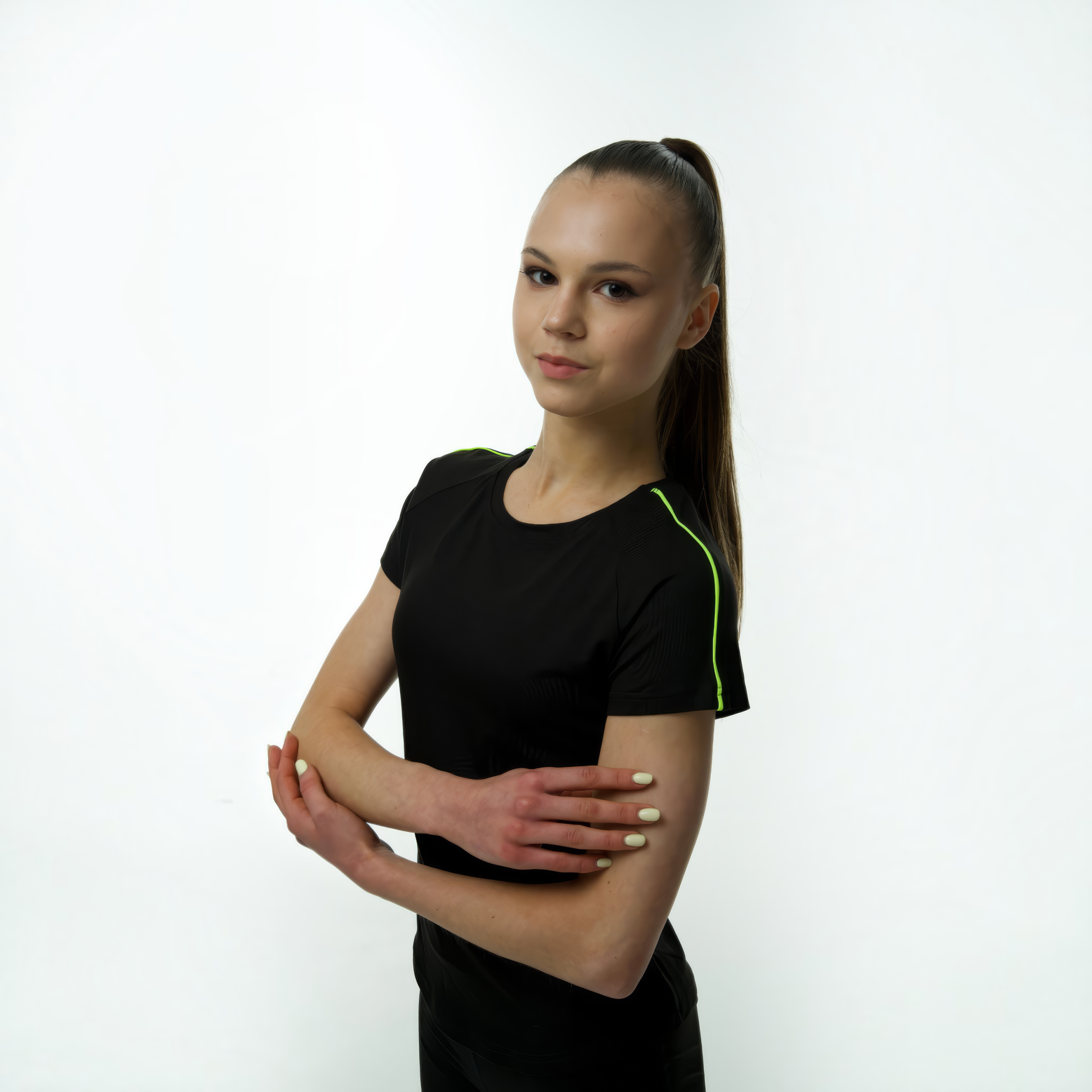 LIDER Smile Artistic Gymnastics T-Shirt Black with Lime Trim